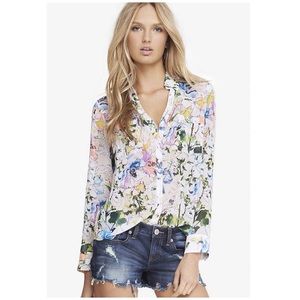 Express Watercolor Floral Portofino Shirt